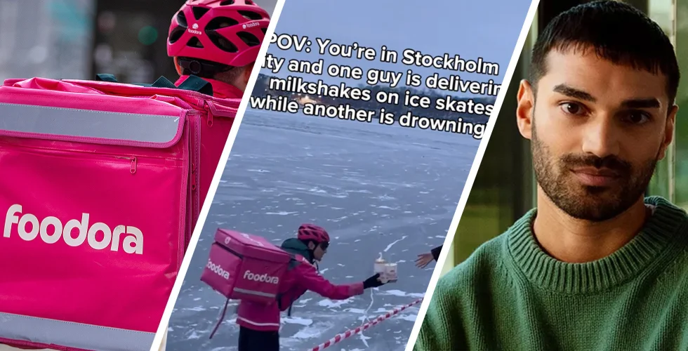 Virala pr-kuppen: Ishysteri i Stockholm – då levererar Foodora på skridskor