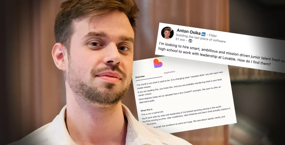 Lovable-vd:n Anton Osika på rekryteringsjakt – vill värva från gymnasiet (och så hög är lönen)